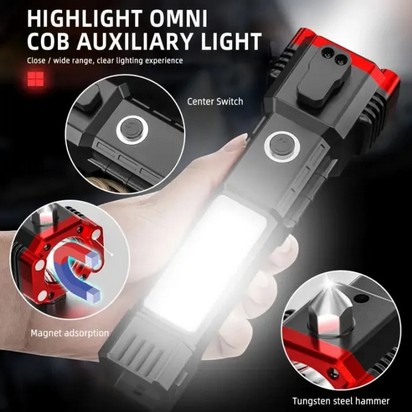 super Powerful 2-in-1 3000mah Emergency Flashlight & Charging Bank Waterproof LED Powerful Torch 1KM Range Torch Light High Power Long Distance 1 km,1000 Meter Long Range, 3300 mAh / High Battery Back up Water Resistance Rechargeable Led