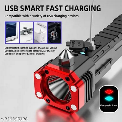 super Powerful 2-in-1 3000mah Emergency Flashlight & Charging Bank Waterproof LED Powerful Torch 1KM Range Torch Light High Power Long Distance 1 km,1000 Meter Long Range, 3300 mAh / High Battery Back up Water Resistance Rechargeable Led